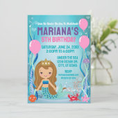 Unter der Meerjungfrau Prinzessin (golden/hell) Einladung (Stehend Vorderseite)
