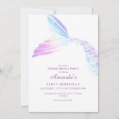 Unter der Meerjungfrau Schwanz Girly Birthday Part Einladung (Vorderseite)