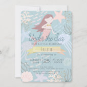 Unter der Meerjungfrau Sea Gree Birthday Einladung (Vorderseite)