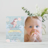 Unter der Meerjungfrau Sea Green Foto 1. Geburtsta Einladung (Stehend Vorderseite)