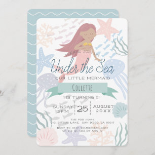 Unter der Meerjungfrau Sea Green Geburtstag Einlad Einladung