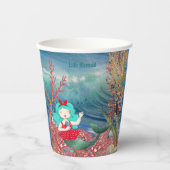Unter der Meerjungfrau singende Korallenriff Gebur Pappbecher (Vorderseite)