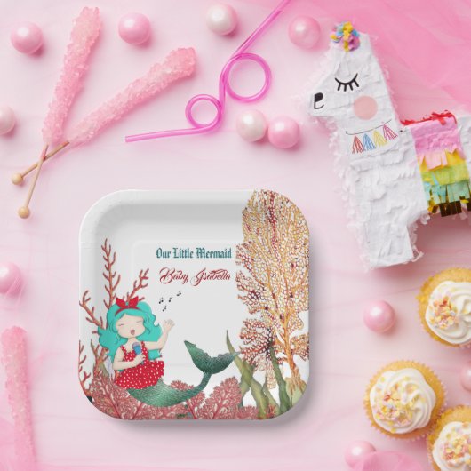 Unter der Meerjungfrau singende Korallenriff Gebur Pappteller (Party)