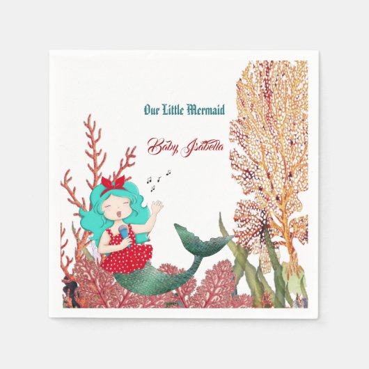 Unter der Meerjungfrau singende Korallenriff Gebur Serviette (Vorderseite)