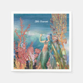 Unter der Meerjungfrau Tropical Coral Reef Geburts Serviette (Vorderseite)