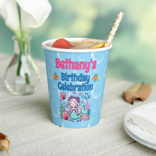 Unter der Meerjungfrau zum Geburtstag Pappbecher (In Situ)