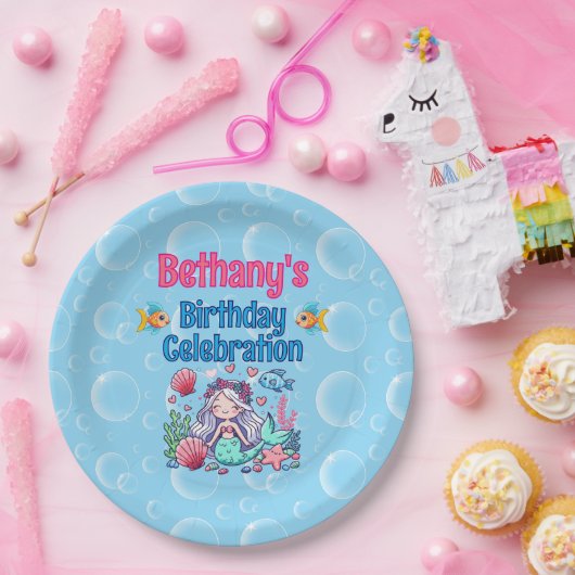 Unter der Meerjungfrau zum Geburtstag Pappteller (Party)