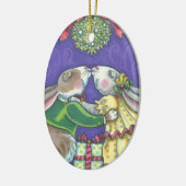Unter der Mistletoe CHRISTMAS RABBITS ORNANATIONAL Keramikornament (Links)
