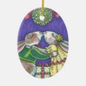 Unter der Mistletoe CHRISTMAS RABBITS ORNANATIONAL Keramikornament (Vorne)