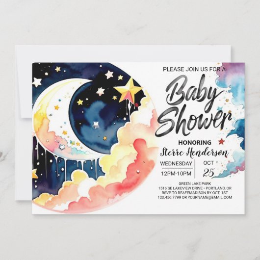 Unter der Night Sky Baby Dusche Einladung (Vorderseite)