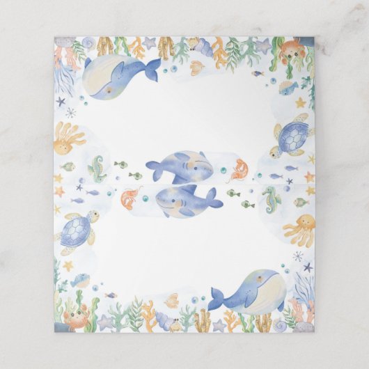 Unter der Platzkarte von Meerestieren (Außenseite Aufgefaltet)