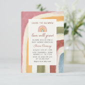 Unter der Rainbow Boho Babydusche Einladung (Stehend Vorderseite)