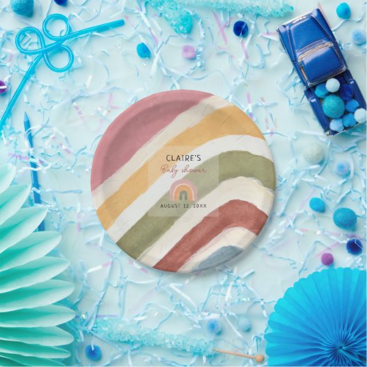 Unter der Rainbow Boho Babydusche Pappteller (Party)