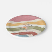 Unter der Rainbow Boho Babydusche Pappteller (Schrägansicht)