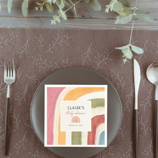 Unter der Rainbow Boho Babydusche Serviette