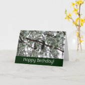 Unter der schneebedeckten Pine Birthday Card Karte (Gelbe Blume)
