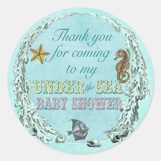 Unter der Sea Baby Dusche danke Ihnen Aufkleber (Vorderseite)