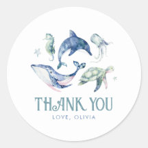 Unter der Sea Baby Dusche Danke Stickers