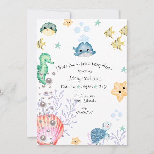 Unter der Sea Baby Dusche Einladung (Vorderseite)
