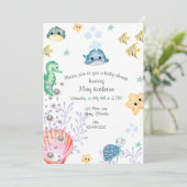 Unter der Sea Baby Dusche Einladung (Stehend Vorderseite)