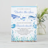 Unter der Sea Baby Dusche Einladung (Stehend Vorderseite)
