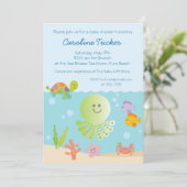 Unter der Sea Baby Dusche in Blue Einladung (Stehend Vorderseite)
