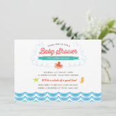 Unter der Sea Baby Dusche laden Einladung (Stehend Vorderseite)