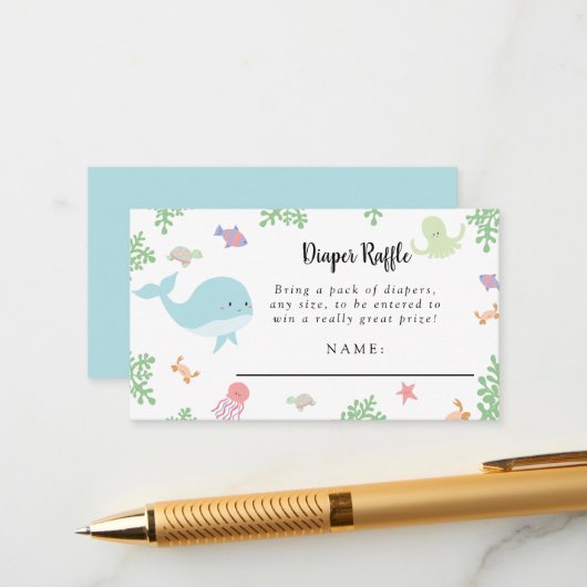 Unter der Sea Baby Dusche Niedliche Windelwindanla Begleitkarte (Vorderseite/Rückseite Beispiel)