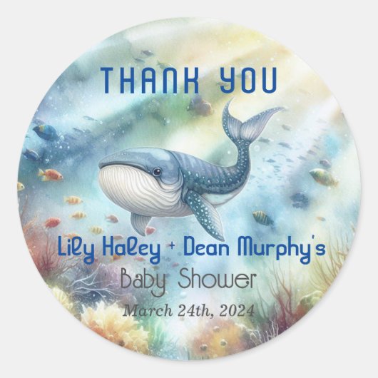 Unter der Sea Baby Dusche Runder Aufkleber (Vorderseite)