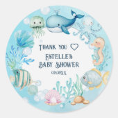 Unter der Sea Baby Dusche Runder Aufkleber (Vorderseite)