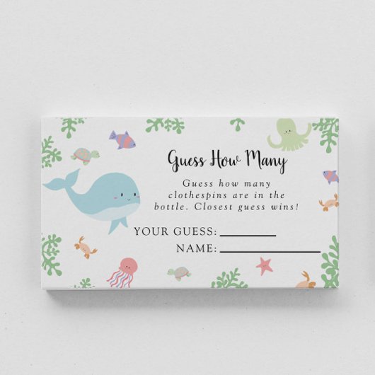 Unter der Sea Baby Dusche schätzen, wie viele Game Platzkarte