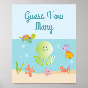 Unter der Sea Baby Dusche schätzen, wie viele Spie Poster