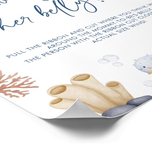 Unter der Sea Baby Dusche wie großer Bauch signier Poster (Ecke)