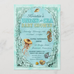 Unter der Sea Baby Shower Einladung - aquamarine