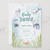 Unter der Sea Baby Shower Einladungskarte Einladung (Vorderseite)