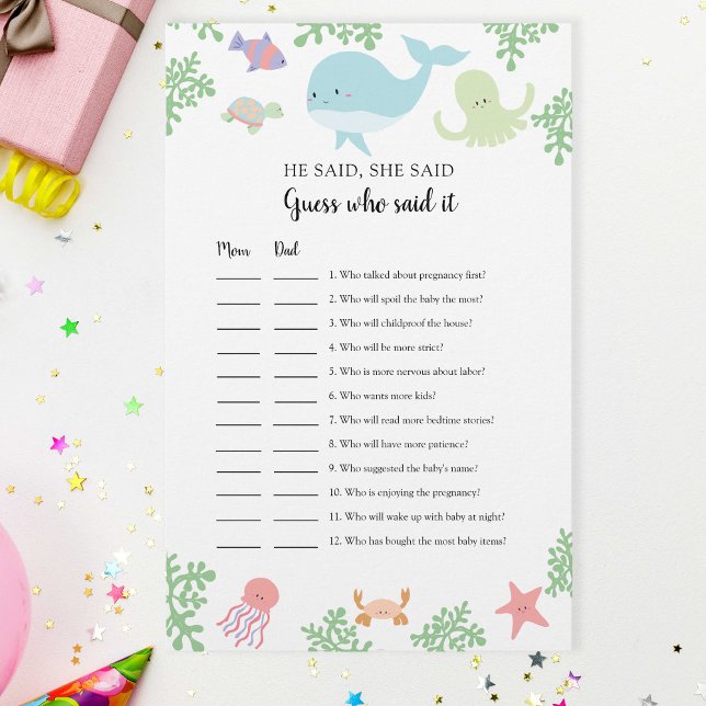 Unter der Sea Baby Shower Guess, der es gesagt hat (Von Creator hochgeladen)