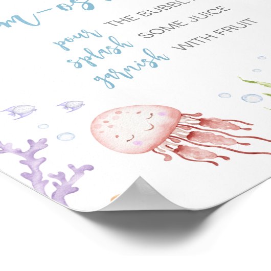 Unter der Sea Baby Shower Mama Osa Bar Poster (Ecke)