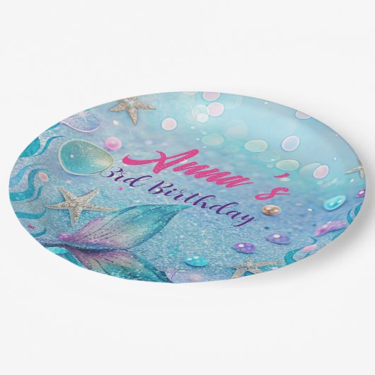 Unter der "Sea Birthday Party" Pappteller (Schrägansicht)