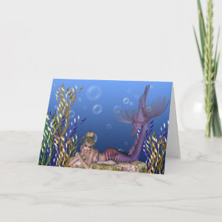 Unter der Sea Blonde Mermaid Grußkarte Karte