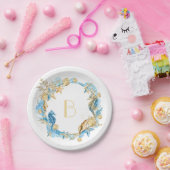Unter der Sea Blue Gold Monogram Pappteller (Party)