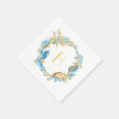 Unter der Sea Blue Gold Monogram Serviette (Ecke)