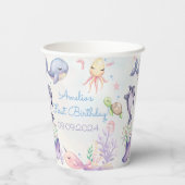 Unter der Sea Blue Sea Life Birthday Party Pappbecher (Rückseite)