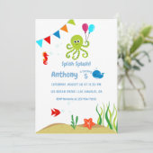 Unter der Sea Boy Birthday Party Einladung (Stehend Vorderseite)