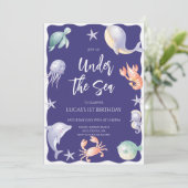 Unter der Sea Boy Birthday Party Einladung (Stehend Vorderseite)