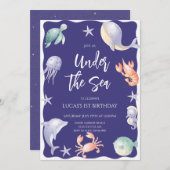 Unter der Sea Boy Birthday Party Einladung (Vorne/Hinten)