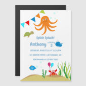 Unter der Sea Boy Birthday Party Magneteinladung (Vorne/Hinten)
