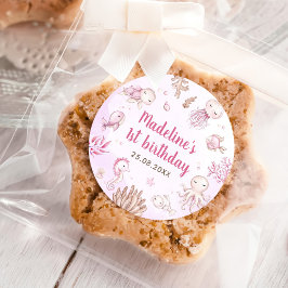 Unter der "Sea Girl Birthday Party" Runder Aufkleber