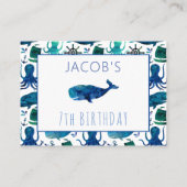 Unter der Sea Kids Marine Birthday Party Platzkarte (Rückseite)