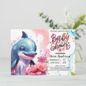 Unter der Sea Magic Girl Baby Dolphin Dusche Einladung (Stehend Vorderseite)