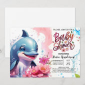 Unter der Sea Magic Girl Baby Dolphin Dusche Einladung (Vorne/Hinten)